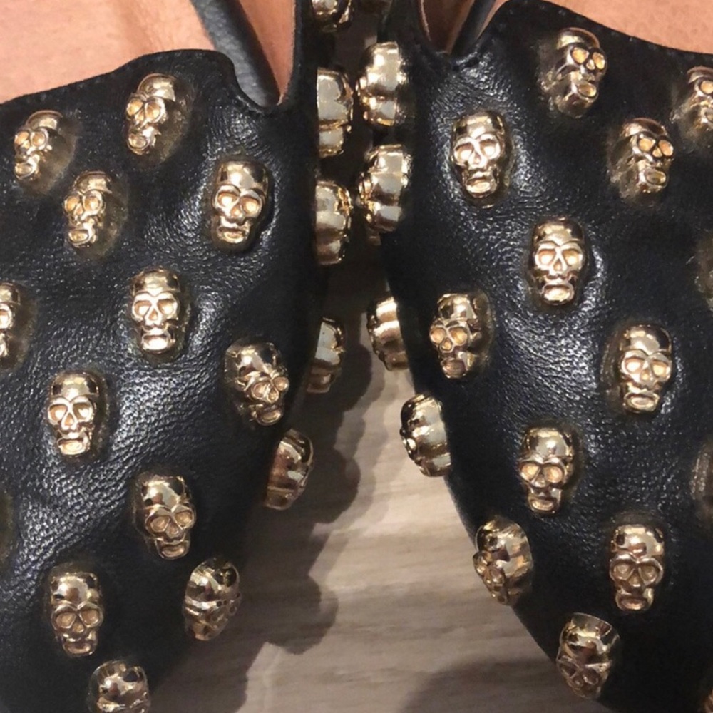 Jeffrey Campbell Black Flats with Gold Studs - Picture 3 of 4